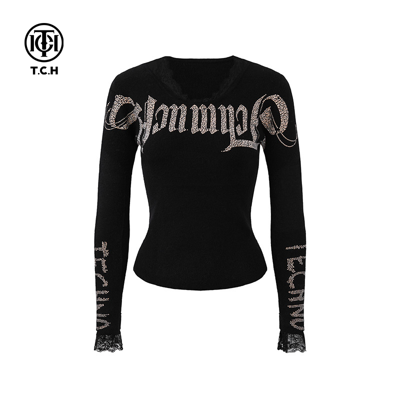 -TCH秋冬闪烁字母烫钻蕾