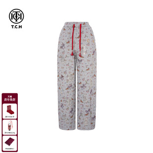 女T75D20E1206 百搭加绒烫钻慵懒风阔腿宽松休闲裤 TCH2025冬季 新款