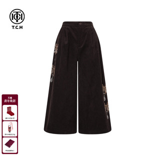 女T75D20E1126 灯芯绒休闲阔腿裤 TCH秋冬百搭时尚 烫钻慵懒风九分裤