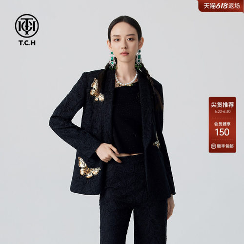 TCH春夏新款轻奢烫钻休闲西装上衣女气质西服外套男T72C046016
