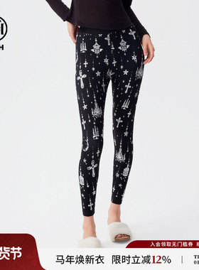 TCH秋季新款烫钻十字架打底裤修身显瘦外穿长裤女T72C236005