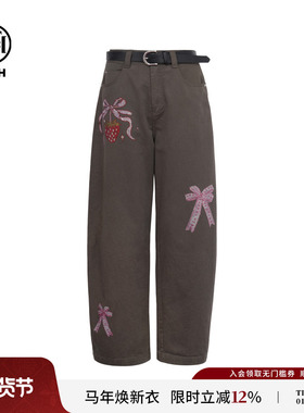 TCH私服烫钻潮牌百搭宽松显瘦灰色牛仔裤女25秋季新款T75C20E5052