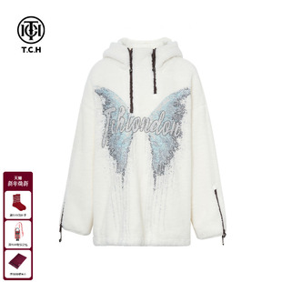 TCH25秋冬新款 半拉链连帽宽松卫衣外套女T75D12E1003 烫钻宽松时尚