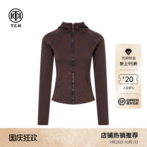 TCH烫钻加绒保暖连帽修身显瘦短外套女潮2026冬季新款T75D27E1059