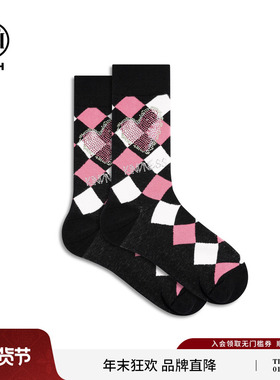 TCH潮牌菱格袜秋冬新款潮酷ins风男女同款烫钻中筒袜T75D55E1026