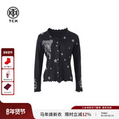 TCH私服蝴蝶结小熊烫钻时尚 T72C43E5097 女秋冬新款 长袖 针织开衫