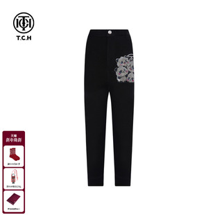 外穿打底裤 小黑裤 女T75C20B9005 休闲裤 TCH私服烫钻高腰显瘦修身