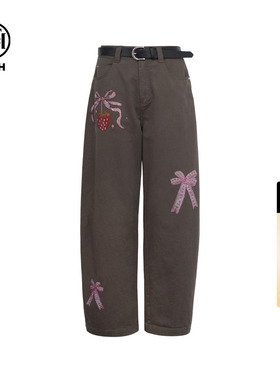 TCH烫钻潮牌百搭宽松显瘦灰色牛仔裤女2026春季新款T75C20E5052