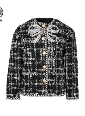 TCH轻奢烫钻法式气质小香风加厚短外套女假日花呢穿搭T72C276006