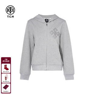 休闲百搭连帽卫衣外套女T75C17E9001 时尚 TCH轻奢烫钻2025秋季 新款