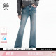 新款 女春季 T78A20E1009 牛仔裤 TCH潮流复古高烫钻高腰显瘦微喇修身