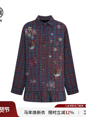 TCH私服烫钻复古休闲宽松加绒衬衫式连衣裙25秋冬新款T75D30E1001