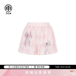 TCH烫钻休闲时尚 女2025夏季 新款 T75A21E5010 印花高腰短裤