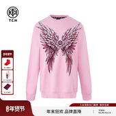 TCH潮牌重工大翅膀烫钻休闲宽松百搭时尚 圆领卫衣T69D116080