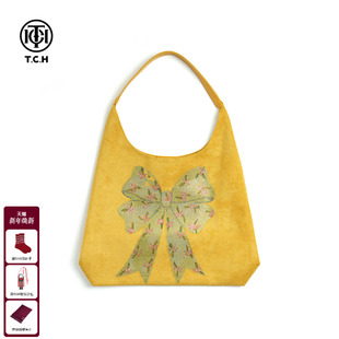 TCH2025新款 托特包休闲烫钻百搭黄色大容量单肩包T75C40E5002 时尚