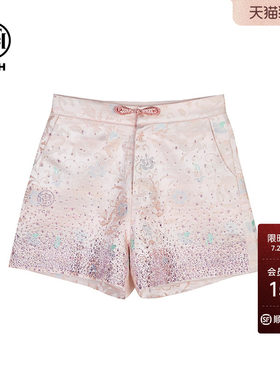 自然腰新中式TCH短裤烫钻刺绣