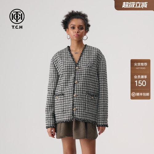 TCH复古小香风格子外套