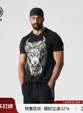 TCH黑色狮子头烫钻个性圆领短袖T恤男女款2025夏季新款T72B106100
