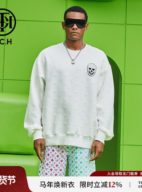 TCH 轻奢潮牌卫衣套头烫钻新款个性宽松圆领上衣T69B116012