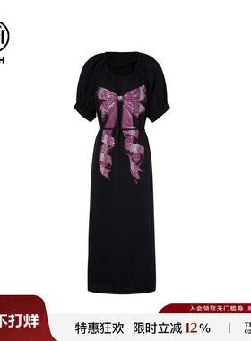 TCH轻奢烫钻时尚休闲宽松气质黑色连衣裙女25夏季新款T75A30E1004