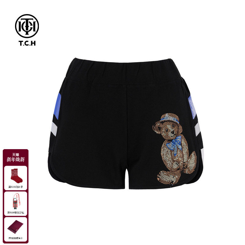 TCH私服小熊烫钻美式甜辣风时尚休闲短裤女25夏季新款T75C21B1001