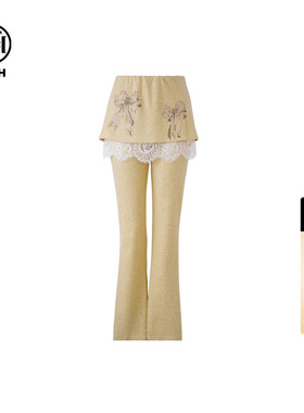 TCH假两件蕾丝边美式微喇裤休闲长裤2026春夏新款T75A20E5082