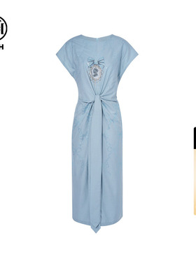 TCH烫钻满印飞飞袖气质收腰显瘦连衣裙女时尚长裙T75B30E1136