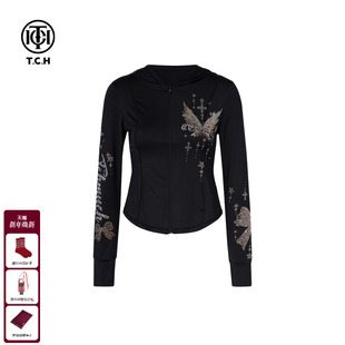 轻薄百防晒服外套上衣女T75B27E5017 夏季 TCH私服烫钻时尚 休闲修身