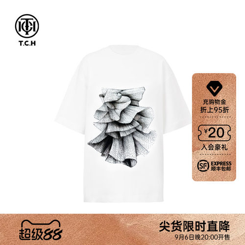 TCH潮牌烫钻休闲宽松圆领短袖T恤男女同款2026夏新款T75B10E9010