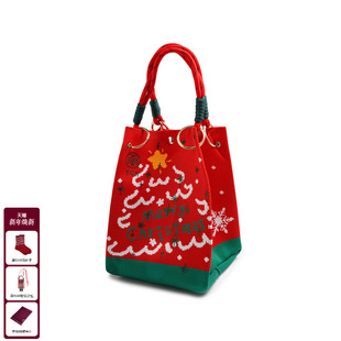 TCH2025年圣诞新款 百搭卡通水桶包女T75D40E1009 针织手提包时尚