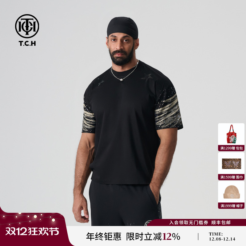 TCH2024轻奢烫钻翅膀短袖T恤