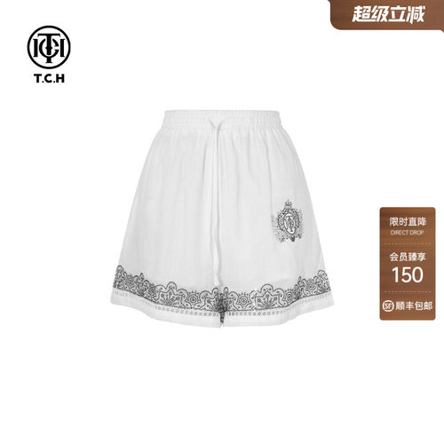 TCH烫钻时尚百搭休闲宽松轻薄短裤女2026夏季新款T75B21E5053