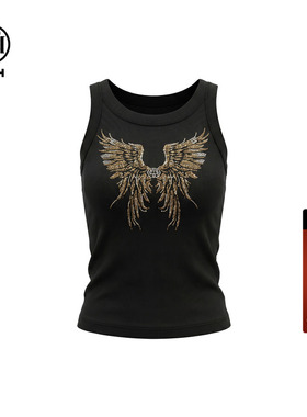 TCH黑色烫钻翅膀修身吊带背心女2026春夏季新款显瘦内搭外穿上衣