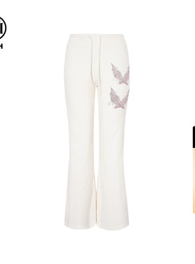 TCH蝴蝶烫钻休闲加厚百搭显瘦微喇裤女2026春秋新款T75D20E1173