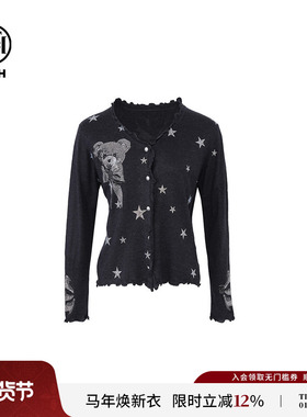 TCH私服蝴蝶结小熊烫钻时尚长袖针织开衫24秋冬新款T72C43E5097