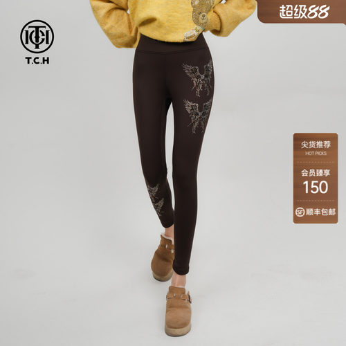TCH静谧咖韵修身提臀收腹显瘦弹力鲨鱼裤加绒保暖打底裤2026春秋