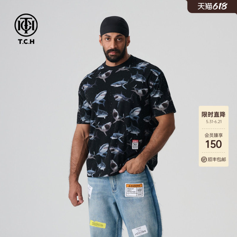 TCH烫钻短袖时尚潮牌2026春夏季轻奢圆领T恤上衣男女款T72B106003