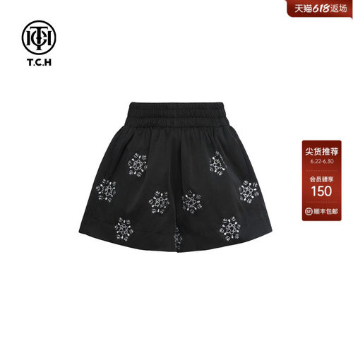 TCH烫钻A字高腰显瘦时尚休闲百搭气质阔腿短裤女夏季T78B21E1009