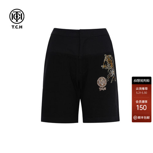 TCH烫钻时尚休闲百搭直筒宽松短裤女2026春季新款T75C21B1008