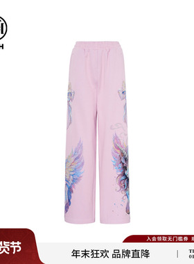 TCH轻奢潮牌烫钻独角兽秋冬直筒宽松百搭粉色休闲裤女T75C20E9018