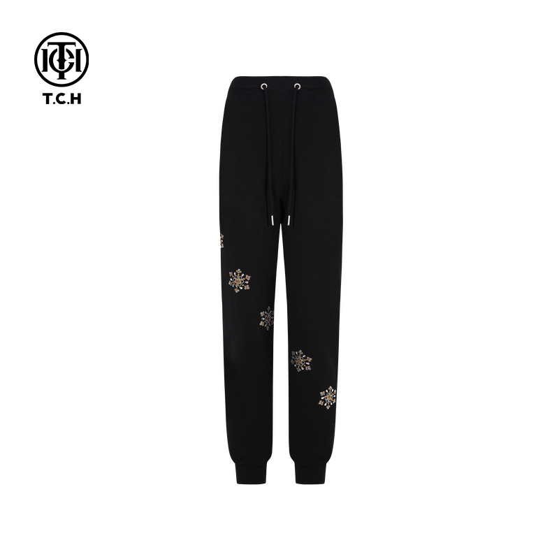 TCH私服烫钻25秋季新款百搭运动裤女束脚直筒休闲裤女T75C20B1009