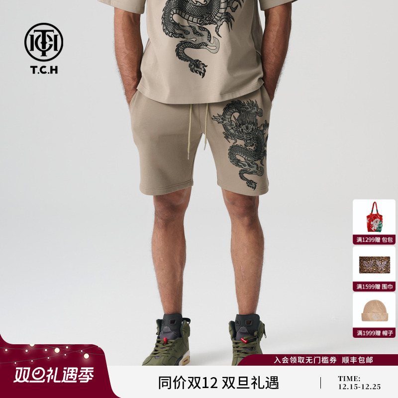 TCH 2025春夏季烫钻潮牌复古短裤百搭休闲短裤男女款T72B216038