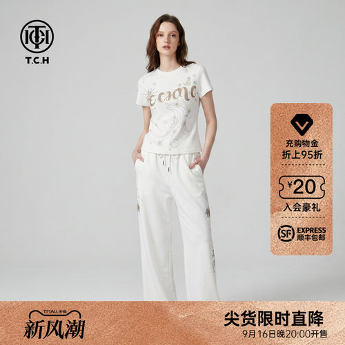 TCH潮牌烫钻阔短袖腿裤套装