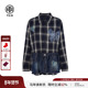 TCH私服烫钻潮牌街头宽松百搭格子牛仔拼接衬衫 外套女T75C13E1027