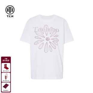 T恤女T75D10E1003 烫钻休闲宽松潮流短袖 TCH2025冬季 上新百搭时尚