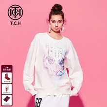 TCH 轻奢潮牌烫钻秋季新款卫衣女时尚套头圆领T69D118009