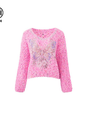 TCH私服烫钻蝴蝶时尚百搭长袖气质针织衫秋冬新款T72C09E5158