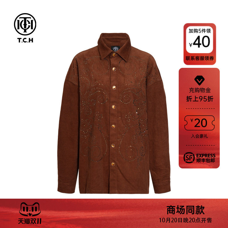 TCH烫钻2026秋季新款美式休闲宽松长袖外套男女同款T75C27E9011
