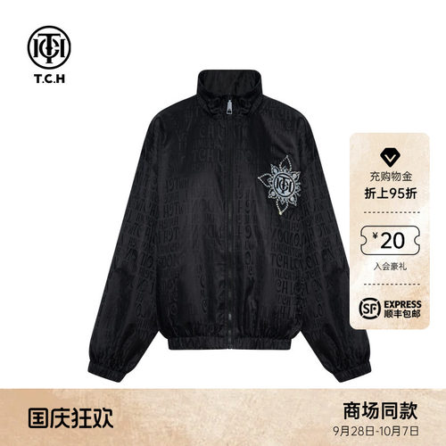 TCH烫钻2026秋季新款休闲宽松立领夹克外套男女同款T75C27E9005