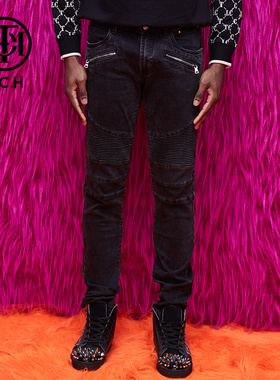 TCH 轻奢潮牌大C时尚春夏新款男女黑色直筒长裤T69A208027